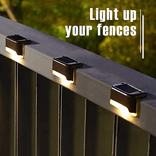 8 Pack LED Solar Step Lights Outdoor Waterproof Solar Stair Lights Solar Powered Deck Lights Auto On/Off (Warm White) (8))