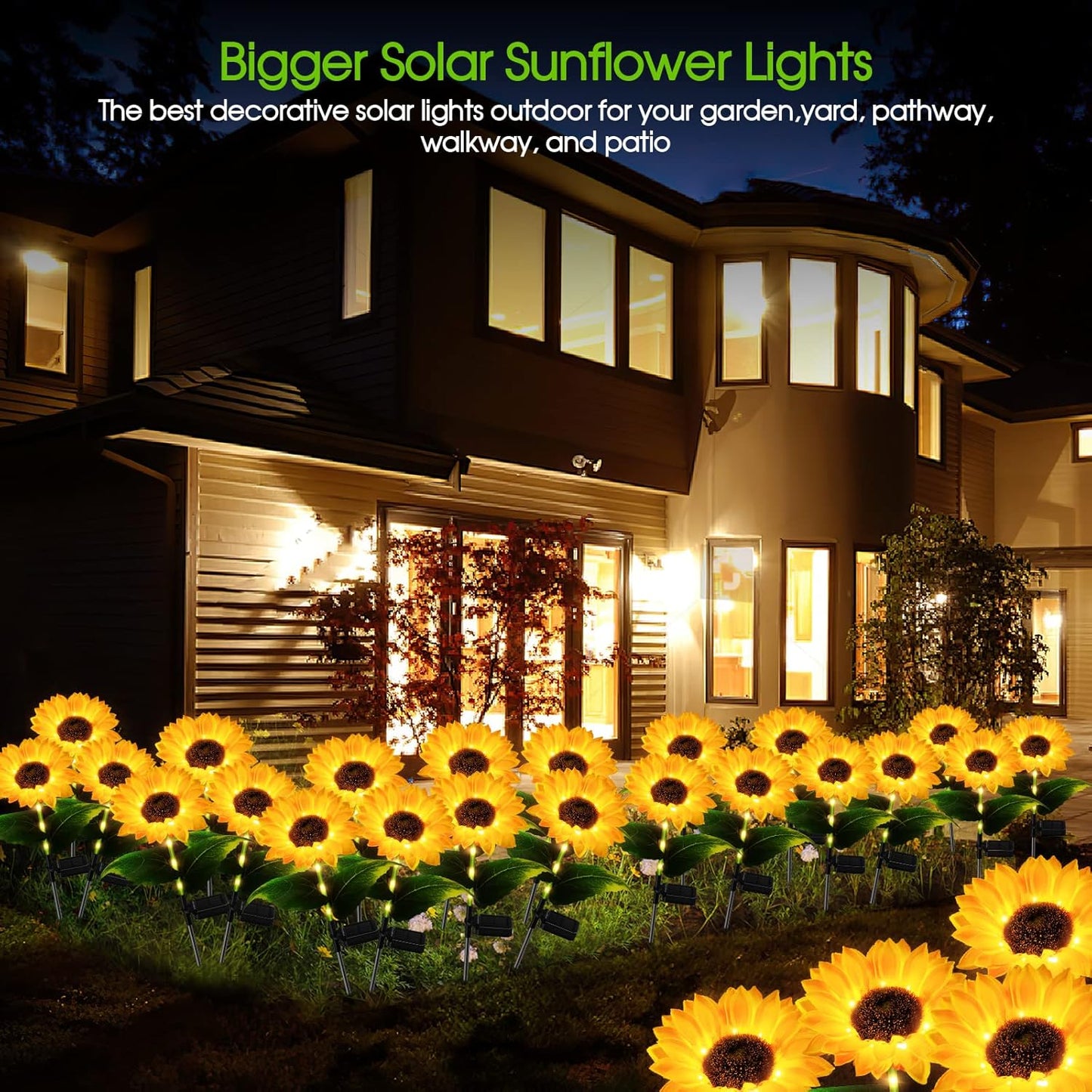 Solar Lights Outdoor Garden Decor, 3 Pack Realistic Sunflower Solar Lights