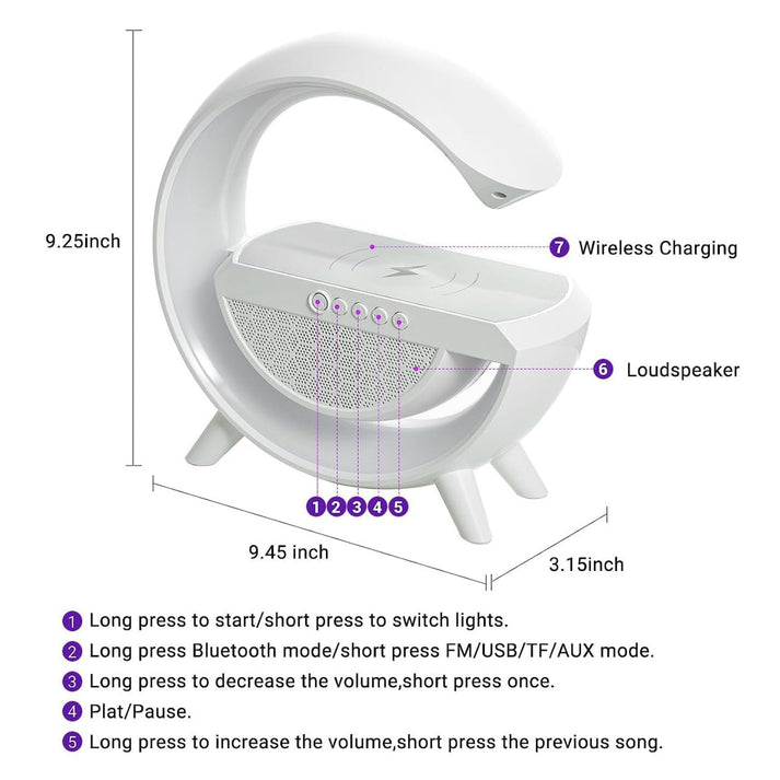 G-Shape LED Wireless Charging Speaker Lamp